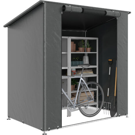 Abri de jardin 1,9x1,2 m imperméable avec porte à fermeture éclair et fenêtre d'aération gris foncé (1/5)