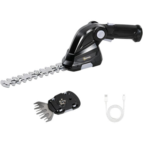Taille-haie et coupe-buisson électrique 2-en-1 avec 2 lames interchangeables et batterie rechargeable 7,2V 2,0Ah (1/5)