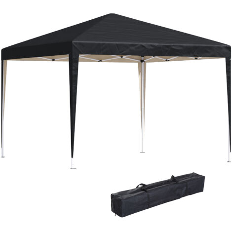Pavillon de jardin 3x3 m, tente pliante instantanée pour événements extérieurs, protection UV, structure acier et toile Oxford, couleur noire (1/5)