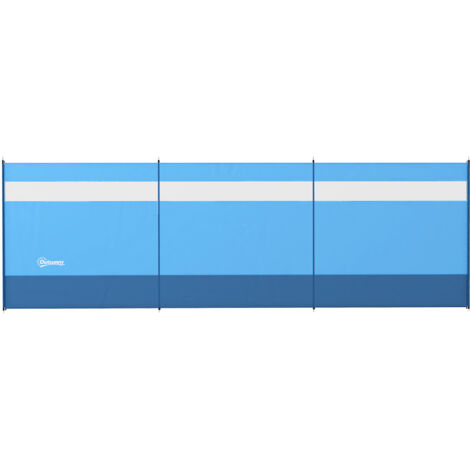 Pare-vent avec fenêtre transparente et sac de transport, tiges en acier, 440x140cm, bleu (1/5)