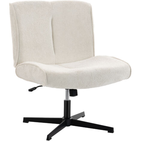 Fauteuil pivotant lounge velours avec réglage en hauteur pour salon, bureau, crème blanc (1/5)