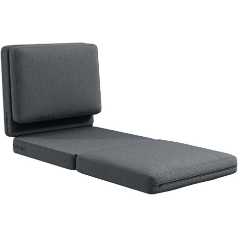 Fauteuil de sol pliant avec coussin, canapé convertible rembourré, salon, chambre d’amis, bureau, 75 x 268 x 18 cm, gris foncé (1/5)