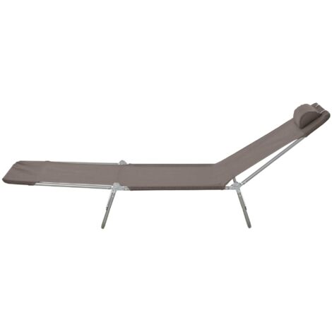 Transat pliant réglable chaise longue jardin avec coussin 5 positions 120kg marron (1/5)