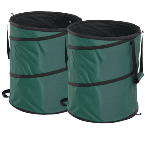 Sac de jardin 2x160L imperméable, solide robuste avec anses de transport, sac à feuilles vert (1/5)
