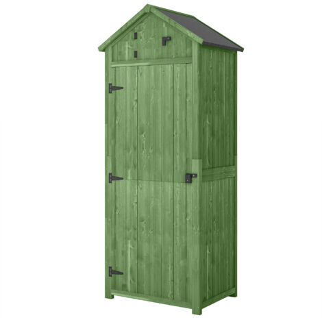 Armoire de jardin en bois, abri de rangement avec 3 étagères amovibles, porte verrouillable, toit en bardeau bitumé et ventilation (1/5)