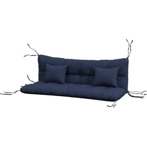 Lot de 4 coussins de chaise, 150x50 cm, imperméables, avec attaches, épaisseur 10 cm, bleu marine (1/5)