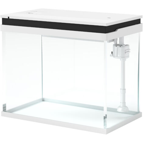 Aquarium 41L en verre blanc, avec système de filtration, pompe à eau, éclairage LED, pour poissons variés (1/5)