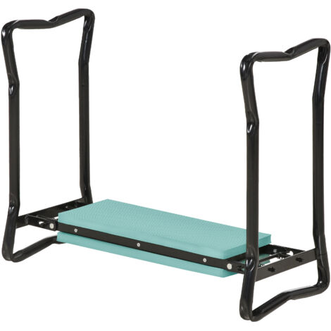 Outsunny Tabouret de jardin pliable, repose-genoux avec coussin et poches à outils, capacité 150 kg, vert foncé 58x28x49 cm (1/5)