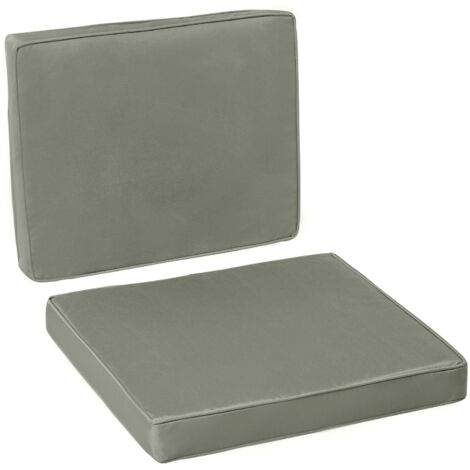 Coussin de chaise 2 pièces, 56 x 52 cm, housse en tissu avec zip, coussin d'assise épais de 7 cm, lavable, gris foncé (1/5)