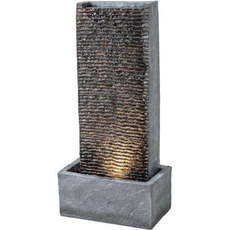 Fontaine à 2 étages avec éclairage LED, pompe, effet granit, 37,5 x 22 x 80 cm (1/5)