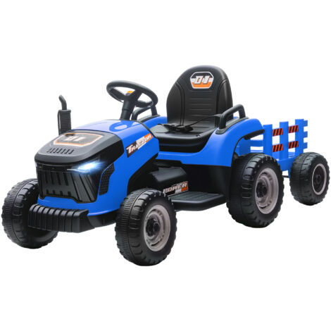 Tracteur électrique enfant, tracteur à pédales avec télécommande, démarrage progressif, pour enfants de 3 à 8 ans, bleu