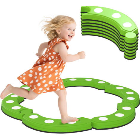 Poutre d'équilibre sensorielle, 6 segments courbes, reliefs tactiles, capacité 50 kg, couleur verte (1/5)