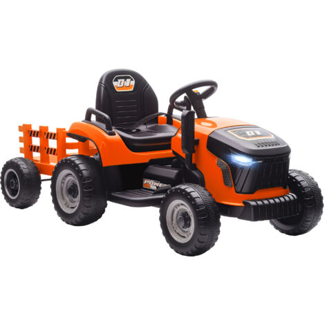Tracteur électrique pour enfant 3-8 ans avec télécommande, démarrage progressif, véhicule jouet orange (1/5)