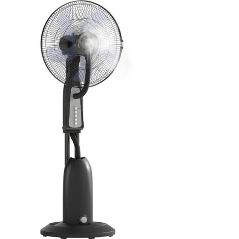 Ventilateur brumisateur avec réservoir de 3L, orientable à 75°, 3 vitesses, sur roulettes, 125 cm, noir (1/5)