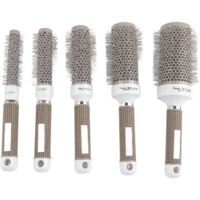 Ensemble de 5 brosses rondes pour coiffure, pinceaux chauffants pour lissage et boucles, outils de coiffage professionnels.