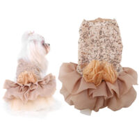 Robe de mariée pour chien princesse à sequins, jupe boule dorée pour petit chien, costume d'été (Taille L)