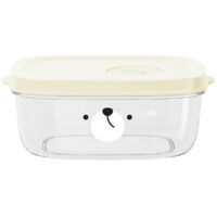 Boîtes de Conservation Alimentaire avec Couvercles, Résistantes au Micro-ondes et Congélation, Design Cartoon, Couleur Beige
