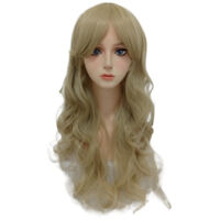 Perruque bouclée longue, cheveux dorés ondulés, accessoire capillaire