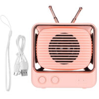 Enceinte Bluetooth Portable Mini Style Rétro en Forme de Télévision - Rose
