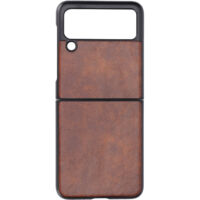 Étui de protection pliable en simili cuir marron pour Samsung Galaxy Z Flip 3