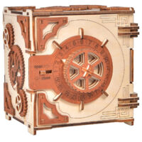 Coffre-fort mécanique en bois 3D pour adultes - Boîte mystère DIY avec serrure à code à 4 chiffres, idée cadeau anniversaire homme, coffre à argent fait main