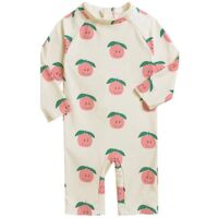 Maillot de bain une pièce enfant 2022, anti-UV, séchage rapide, combinaison de surf pour bébé garçon et fille, maillot de bain pour tout-petit 6-7 ans, beige pomme-6-7Yrs