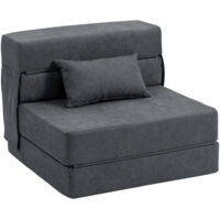 Canapé convertible en matelas, sofa mousse, coussins, gris anthracite