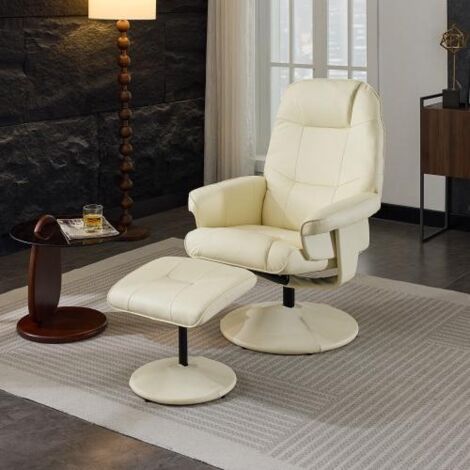 Fauteuil de massage inclinable chauffant repose pieds cuir PU rotation 360° (1/5)