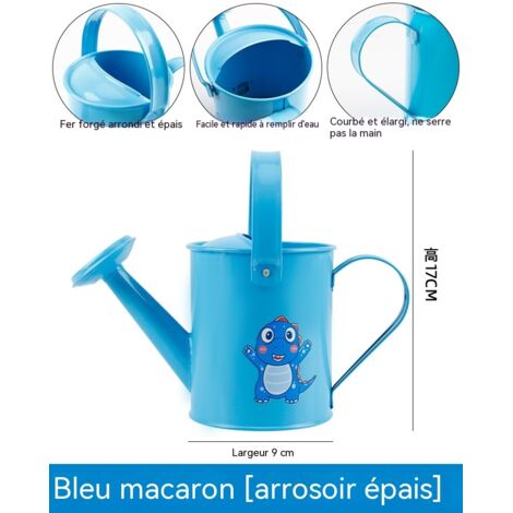 Arrosoir en métal pour enfants, arrosoir coloré épais avec poignée confortable, parfait pour arroser les plantes et jeux-blue