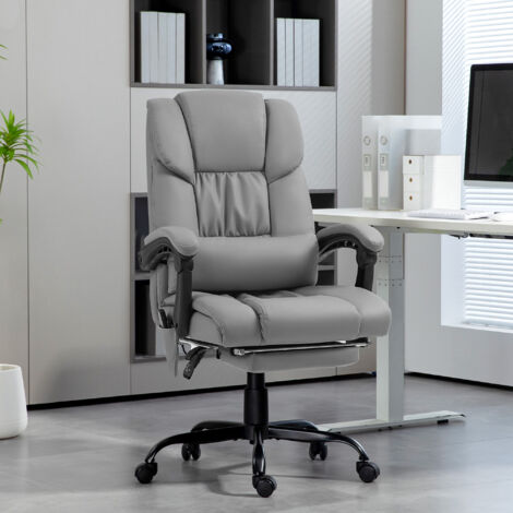 Fauteuil de bureau massant avec repose-pied, hauteur réglable, dossier inclinable, télécommande filaire, pivotant à 360° (1/5)
