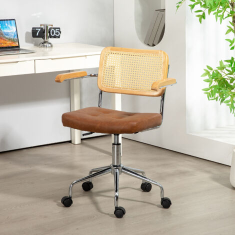 Chaise de bureau fauteuil de bureau fonction basculante hauteur réglable assise pivotante 60l x 55,5P x 82-90H cm marron (1/5)