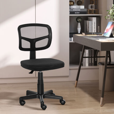 Chaise de bureau sans accoudoirs, fauteuil de bureau en maille, hauteur réglable, assise rembourré, pivotant 360°, noir (1/5)