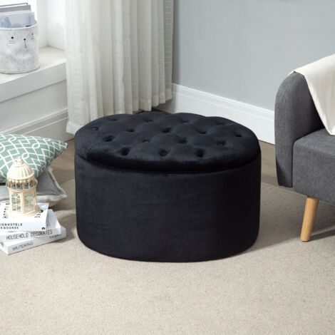 Banc de rangement rembourré avec espace de rangement pour couloir chambre salon 71 x 52 x 42 cm noir (1/5)
