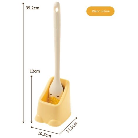 Brosse WC en forme de canard, double tête avec support, accessoire de nettoyage pour salle de bain, ne raye pas l'émail - jaune [Ensemble]