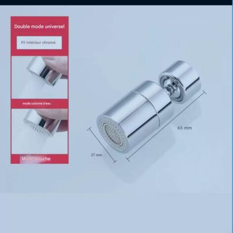 Aérateur de robinet rotatif universel - 2 modes de jet - Anti-éclaboussures (1/5)