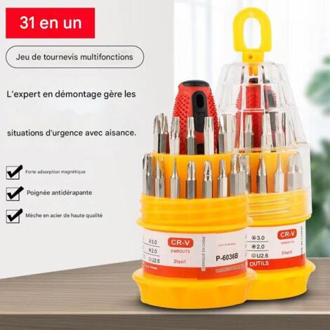 Jeu de tournevis multifonctionnel 31 en 1 - Acier CR-V - Magnétique - Rangement portable (1/5)