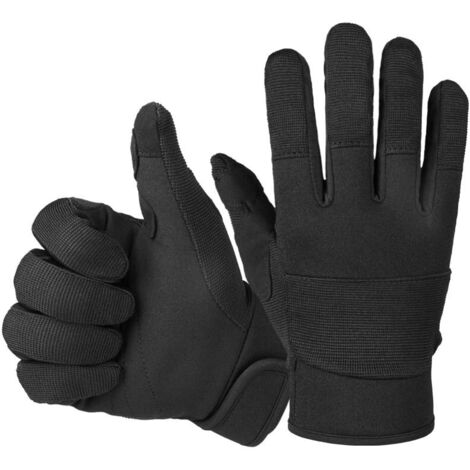 Gants de travail en cuir de vachette, résistants à la chaleur et antidérapants, idéaux pour le camping, la menuiserie, la soudure et le jardinage - Taille L - 9049 Noir (1/5)