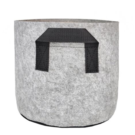 Sacs de plantation en tissu non tissé épais et résistant, avec poignées, respirants à 360°, adaptés aux légumes, fleurs, arbres, etc. - Gris - Poignées doubles de 1 gallon (1815)