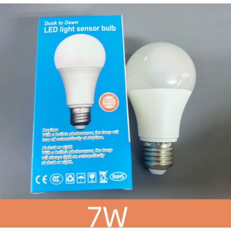 Ampoule LED à détecteur de luminosité, culot à vis E27, 3-15 W, basse consommation - 7 W - Lumière blanche - Plage de tension étroite 180-240 V- Lot de 4 (1/5)