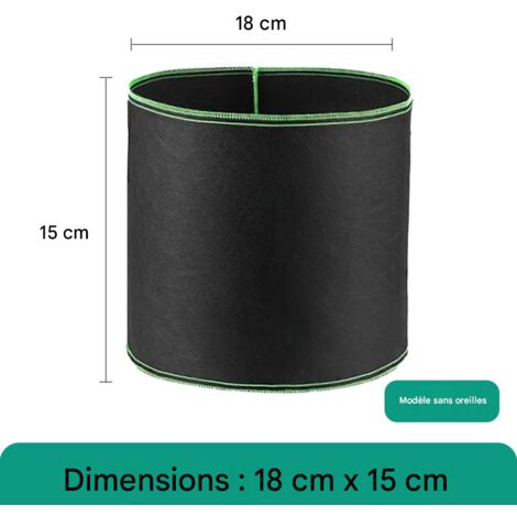 Sacs de culture non tissés robustes sans poignées pour légumes, fleurs, arbres, jardinage extérieur et intérieur – Bord vert 18 x 15 (1 gallon) (1/5)
