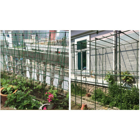 Tuteurs en acier plastifié pour plantes grimpantes, robustes et adaptés aux tomates, concombres, treillis et serres - 11 mm de diamètre, 90 cm de longueur - Lot de 5 (1/5)