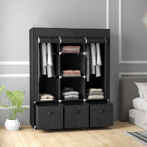 Armoire de Rangement Penderie de vêtement Pliable en Toile XL 110 x 45 x 175 cm Gris LSF007G