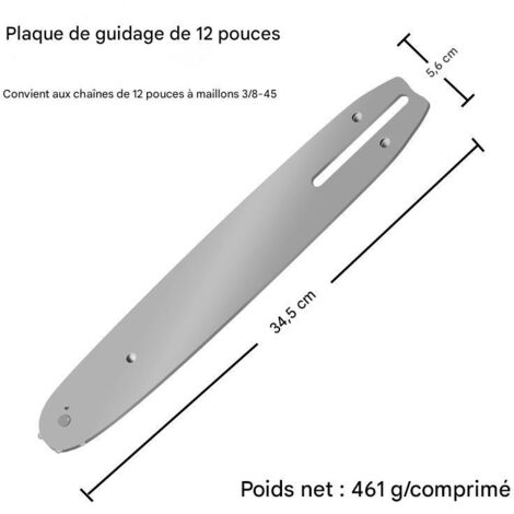 Plaque de guidage de chaîne de 31,4 cm (12 3/8 po), pour 45 maillons, pour les travaux intensifs et l'exploitation forestière