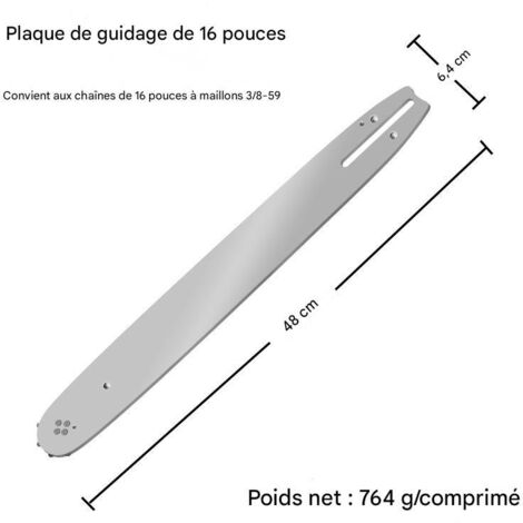 Plaque de guidage de chaîne de 40,6 cm (16 po), pour 59 maillons, pour l'exploitation forestière et les travaux extérieurs