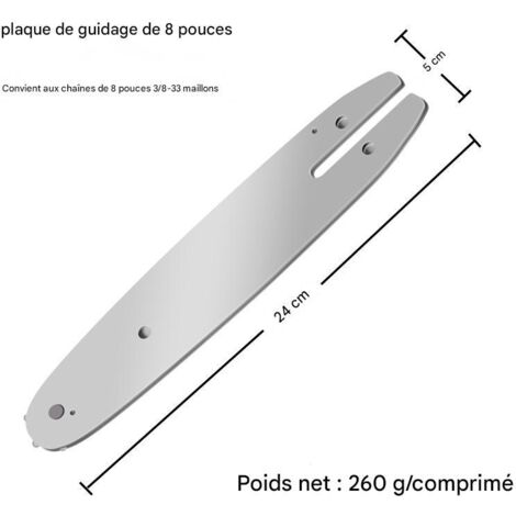 Plaque de guidage de chaîne de 21,3 cm (8 3/8 po), pour 33 maillons, pour l'exploitation forestière et les travaux extérieurs