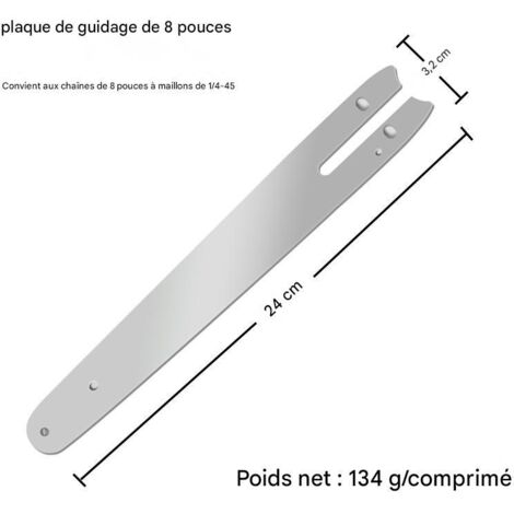 Plaque de guidage de chaîne de 21 cm (8 1/4 po), pour 45 maillons, pour le jardinage et l'élagage- 3 pièces