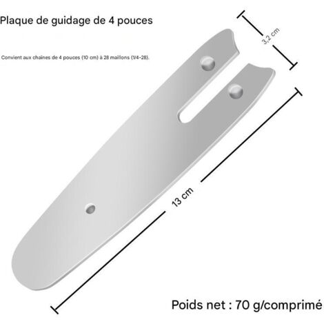 Plaque de guidage de chaîne de 10,8 cm (4 1/4 po), pour 28 maillons, pour les travaux de finition et le jardinage- 3 pièces