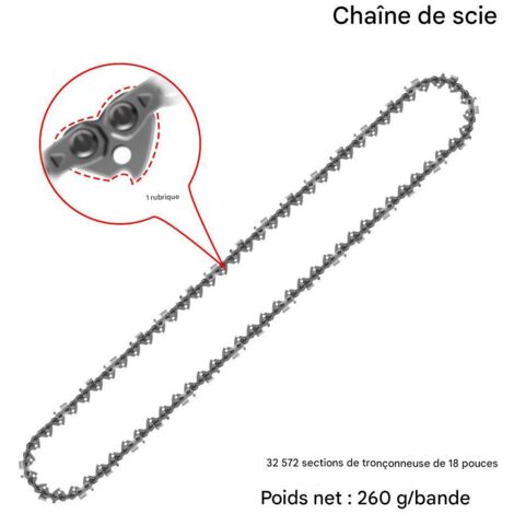 Chaîne de Tronçonneuse à Essence 18 Pouces .325, 72 Maillons, 36 Dents, Haute Résistance (1/5)