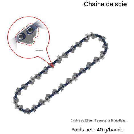 Chaîne de Tronçonneuse 1/4" (4 Pouces), 28Maillons, pour Taille-haies et Élagage- 4 pièces (1/5)