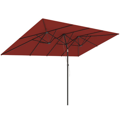 Grand parasol, hauteur réglable, inclinable, 150 x 295 x 170-214 cm, bordeaux